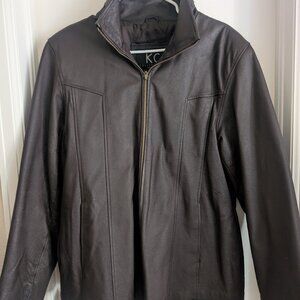 Mens' KC Leather Jacket-Expresso Brown-Size L